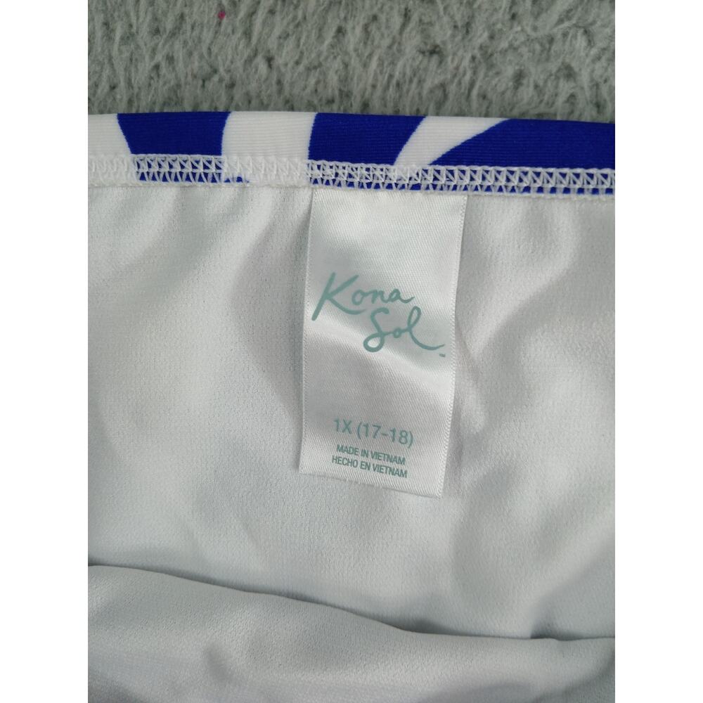 Kona Sol Swimsuit Womens 1X (17-18) Blue Bikini Padded Underwire High Waist NWT - Picture 3 of 14